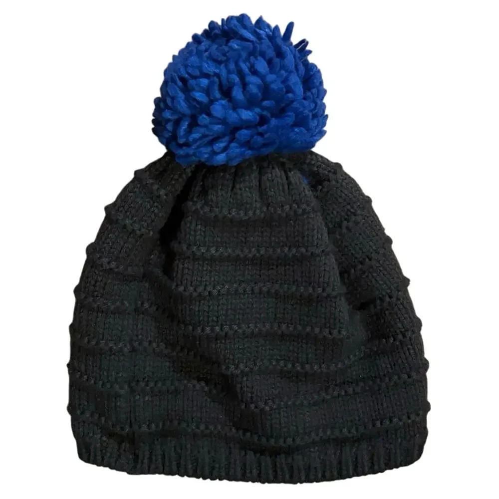 🌻 2/$20 REI Co Op Pom Beanie Winter Hat Youth Kids Size 7-14 Brown Blue